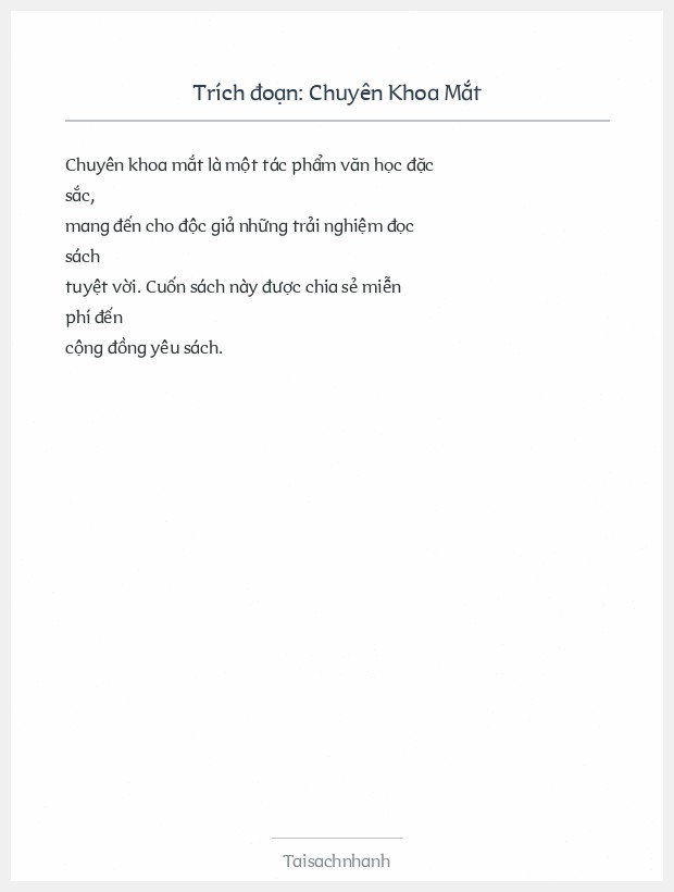 Trích đoạn Chuyên Khoa Mắt