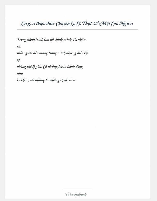 Trích đoạn Chuyện Lạ Có Thật Về Một Con Người