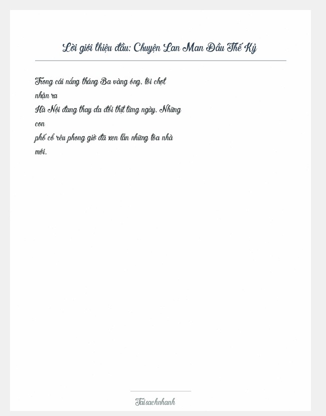 Trích đoạn Chuyện Lan Man Đầu Thế Kỷ