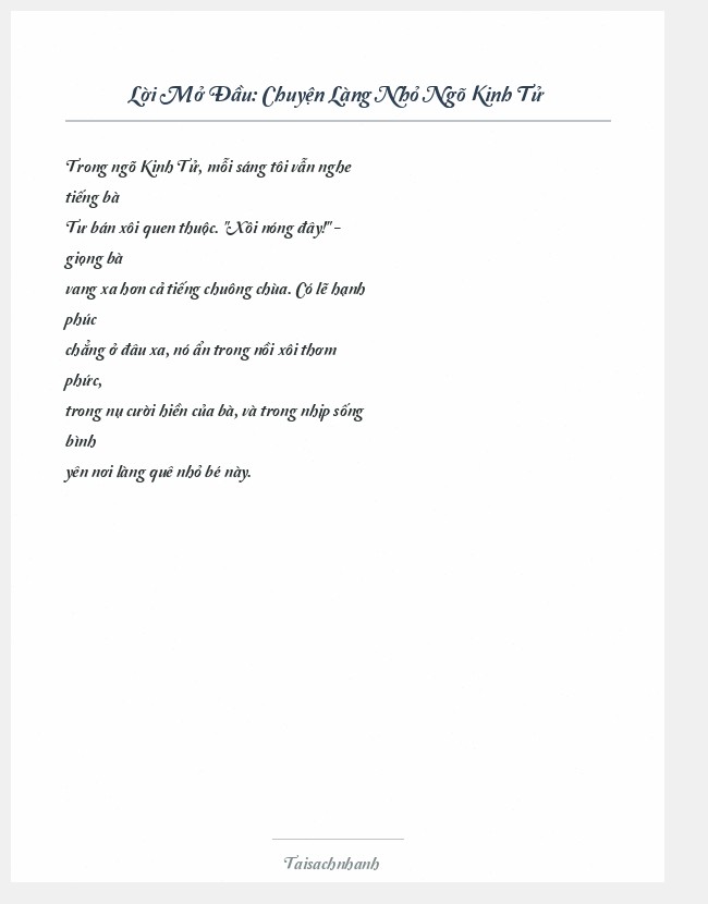 Trích đoạn Chuyện Làng Nhỏ Ngõ Kinh Tử