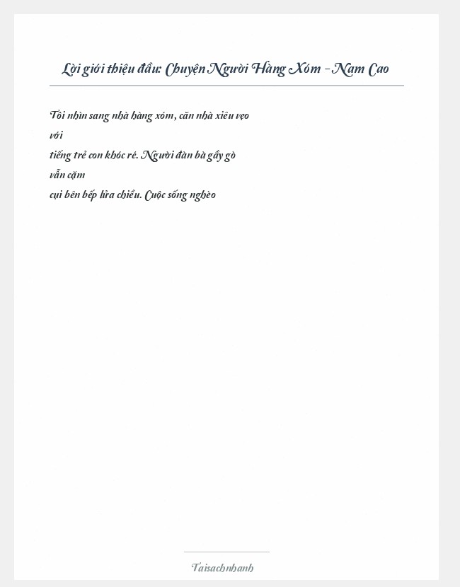 Trích đoạn Chuyện Người Hàng Xóm - Nam Cao