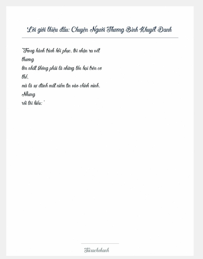 Trích đoạn Chuyện Người Thương Binh Khuyết Danh
