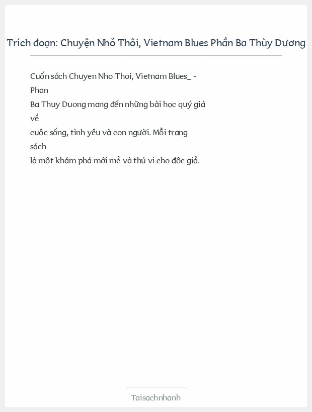 Trích đoạn Chuyện Nhỏ Thôi, Vietnam Blues Phần Ba Thùy Dương