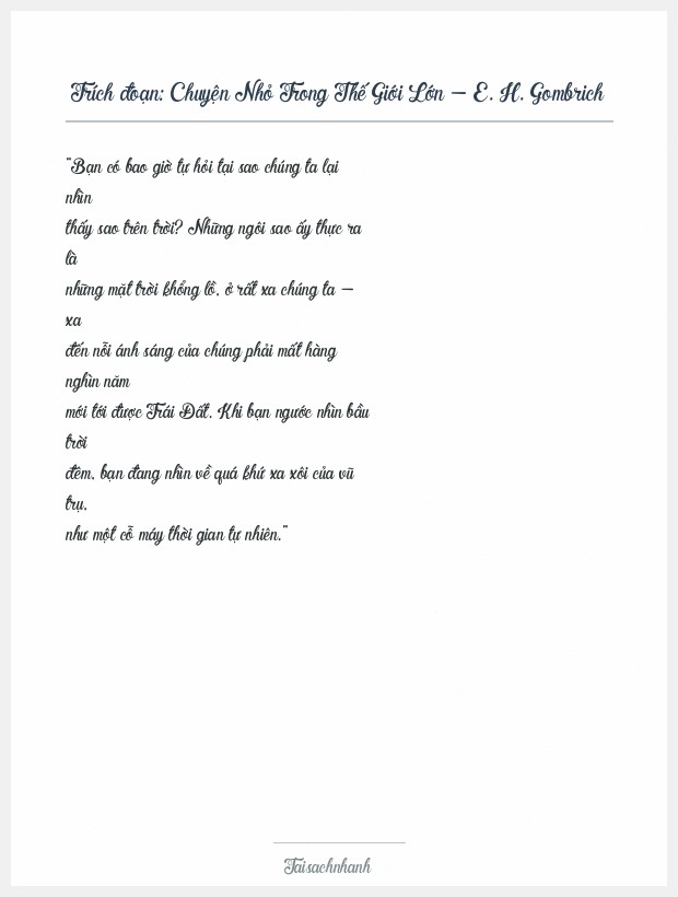 Trích đoạn Chuyện Nhỏ Trong Thế Giới Lớn - E. H. Gombrich