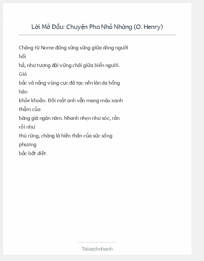 Trích đoạn Chuyện Pha Nhỏ Nhàng (O. Henry)