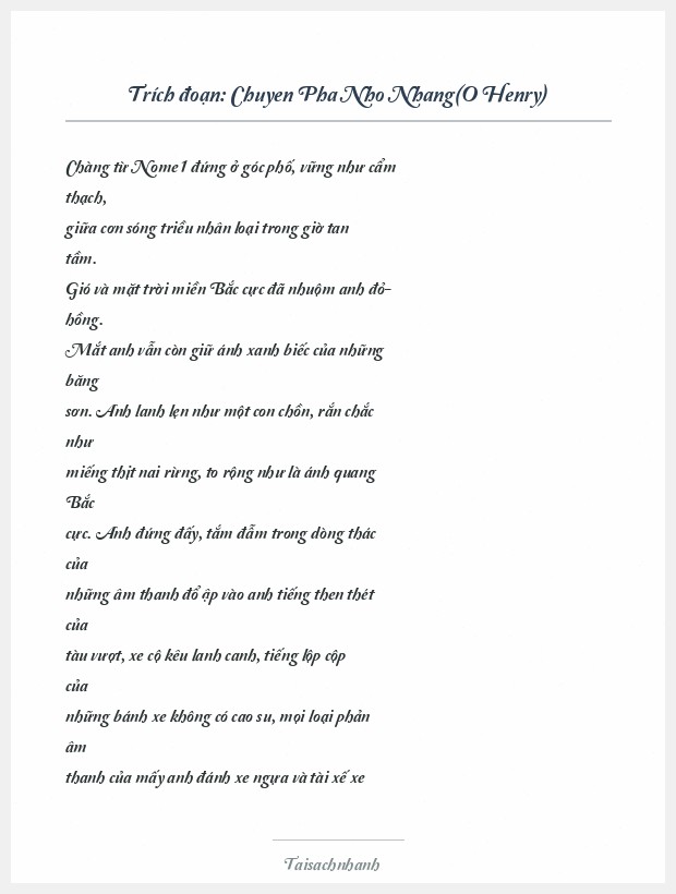 Trích đoạn Chuyen Pha Nho Nhang(O Henry)