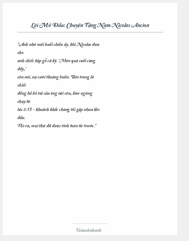 Trích đoạn Chuyện Tặng Nam Nicolas Ancion