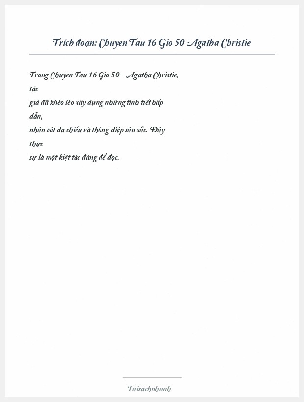 Trích đoạn Chuyen Tau 16 Gio 50 Agatha Christie