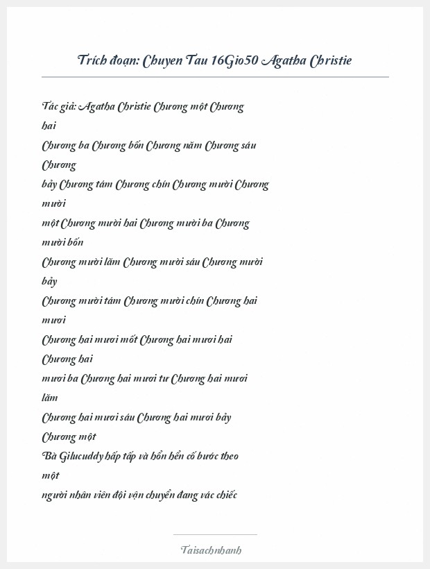 Trích đoạn Chuyen Tau 16Gio50 Agatha Christie
