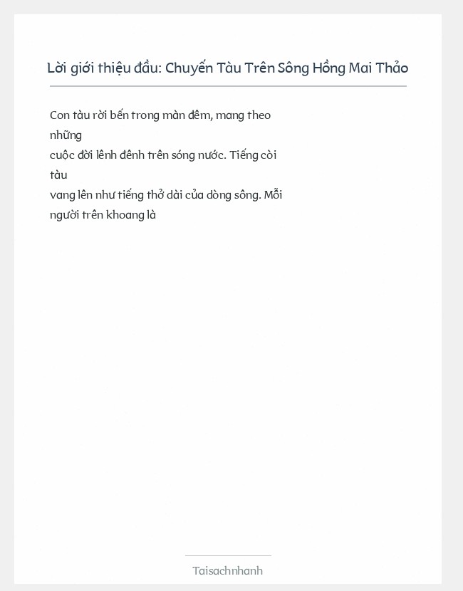 Trích đoạn Chuyến Tàu Trên Sông Hồng Mai Thảo