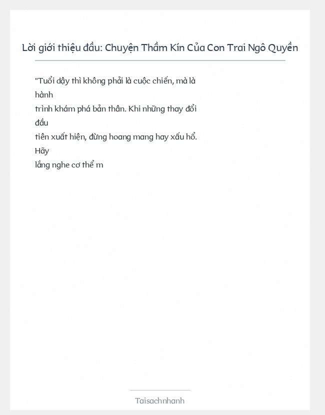 Trích đoạn Chuyện Thầm Kín Của Con Trai Ngô Quyền