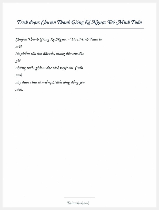 Trích đoạn Chuyện Thánh Gióng Kể Ngược Đỗ Minh Tuấn