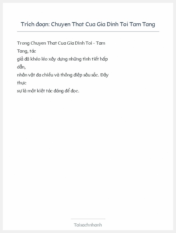 Trích đoạn Chuyen That Cua Gia Dinh Toi Tam Tang