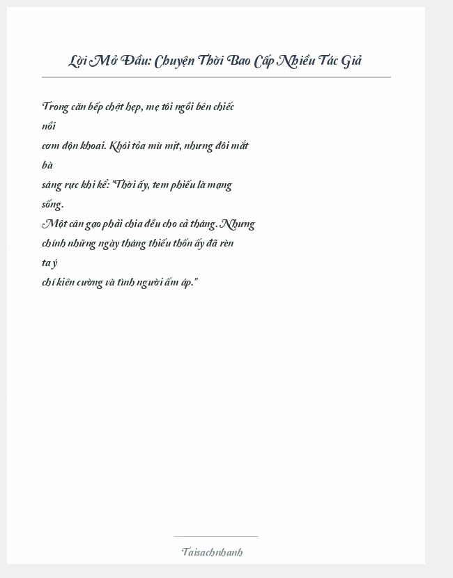 Trích đoạn Chuyện Thời Bao Cấp Nhiều Tác Giả