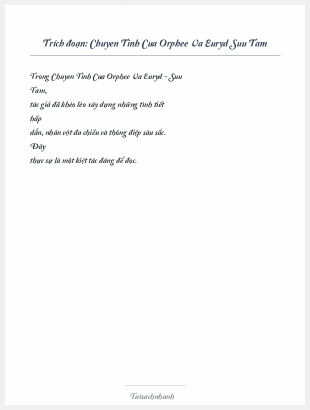 Trích đoạn Chuyen Tinh Cua Orphee Va Euryd Suu Tam