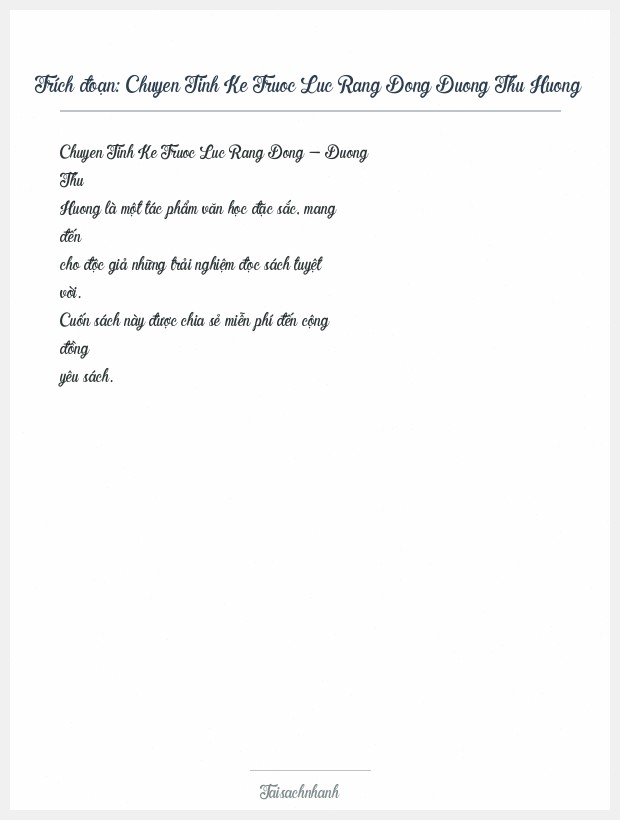 Trích đoạn Chuyen Tinh Ke Truoc Luc Rang Dong Duong Thu Huong
