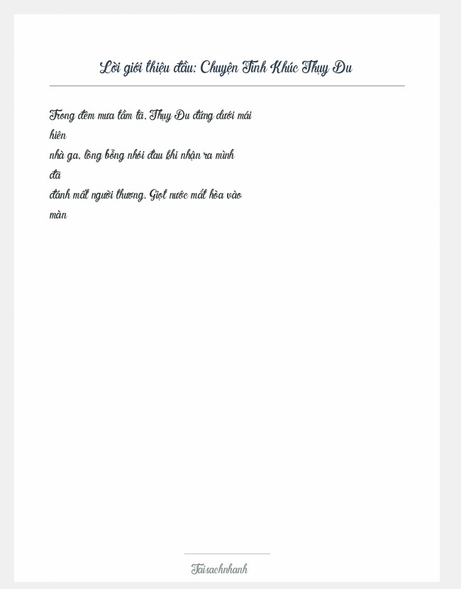 Trích đoạn Chuyện Tình Khúc Thụy Du