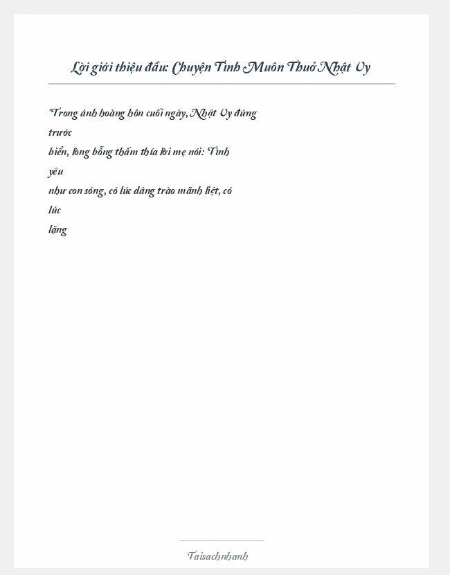 Trích đoạn Chuyện Tình Muôn Thuở Nhật Vy