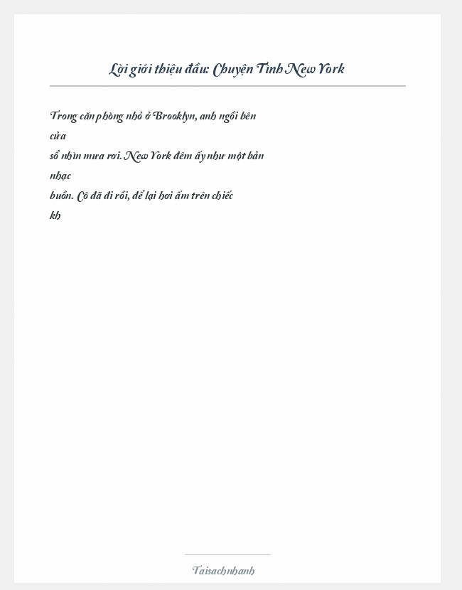 Trích đoạn Chuyện Tình New York