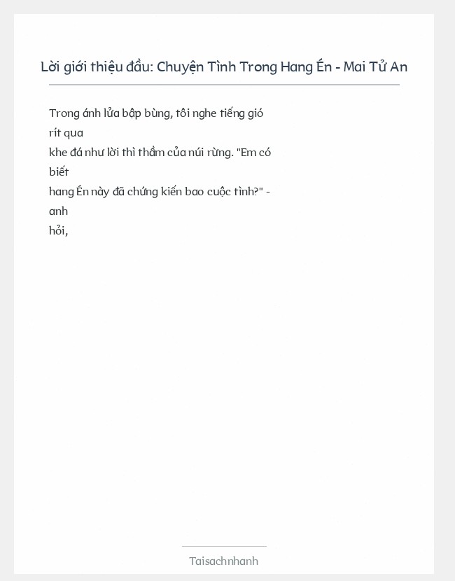 Trích đoạn Chuyện Tình Trong Hang Én - Mai Tử An