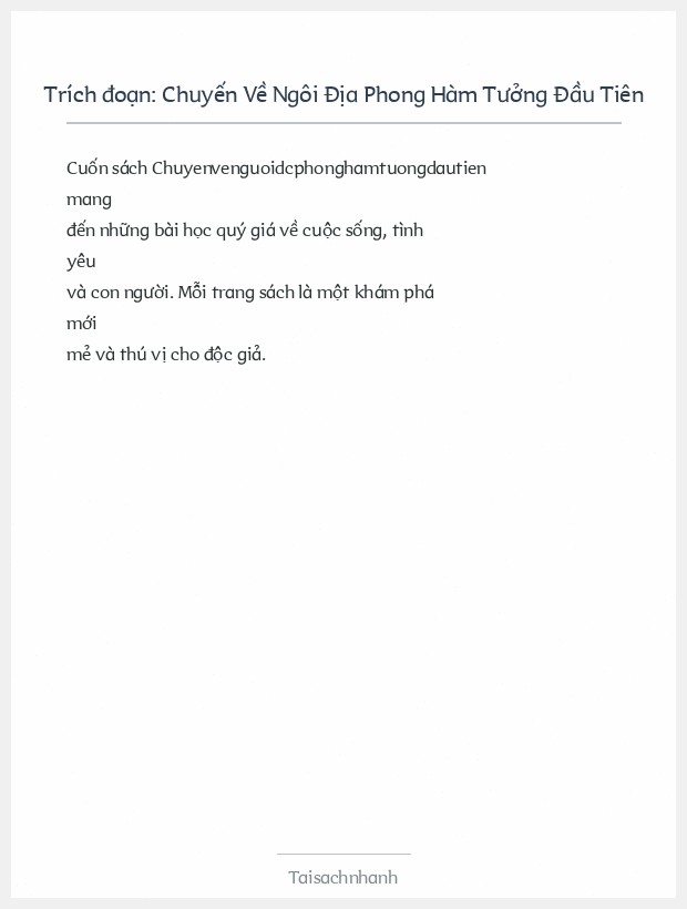 Trích đoạn Chuyến Về Ngôi Địa Phong Hàm Tưởng Đầu Tiên