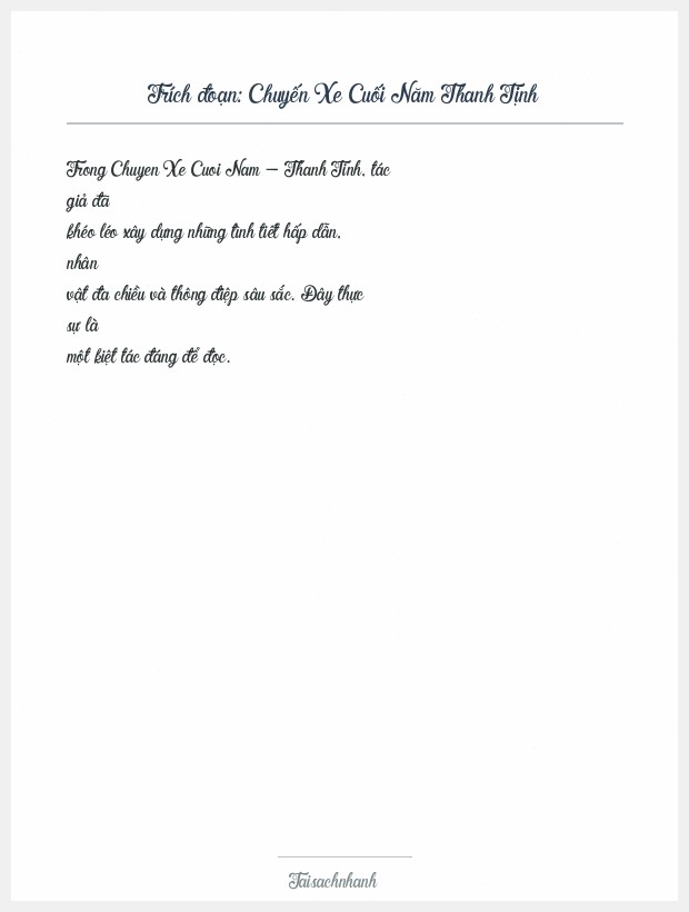 Trích đoạn Chuyến Xe Cuối Năm Thanh Tịnh