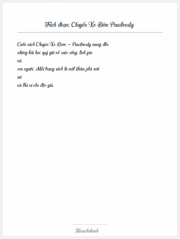 Trích đoạn Chuyến Xe Đêm Paustovsky
