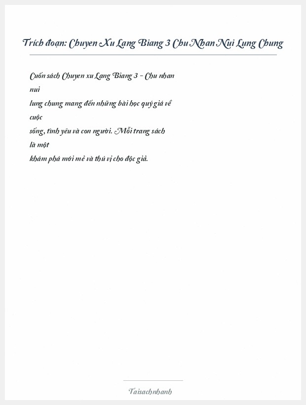 Trích đoạn Chuyen Xu Lang Biang 3 Chu Nhan Nui Lung Chung