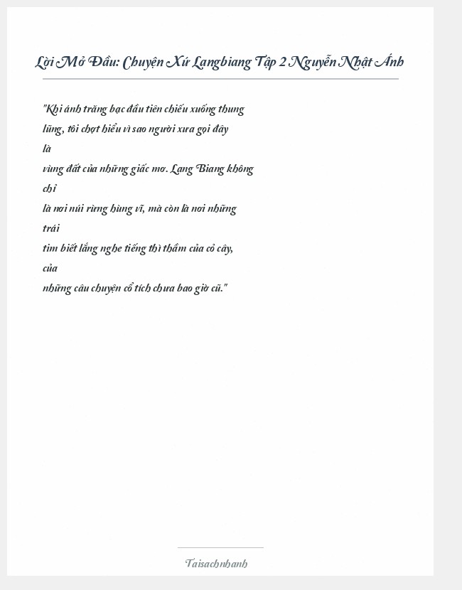 Trích đoạn Chuyện Xứ Langbiang Tập 2 Nguyễn Nhật Ánh