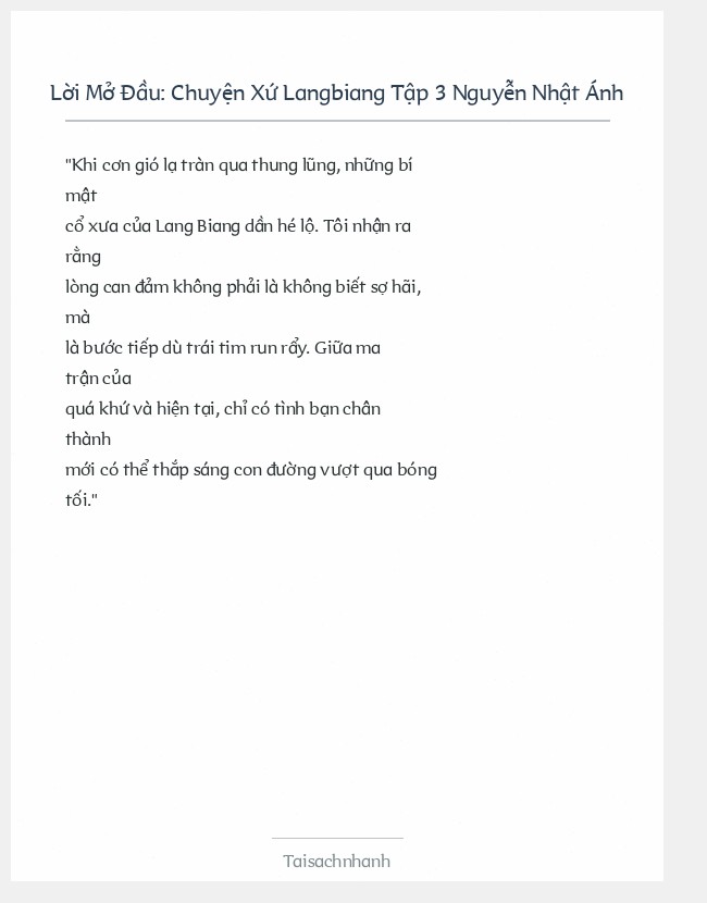 Trích đoạn Chuyện Xứ Langbiang Tập 3 Nguyễn Nhật Ánh