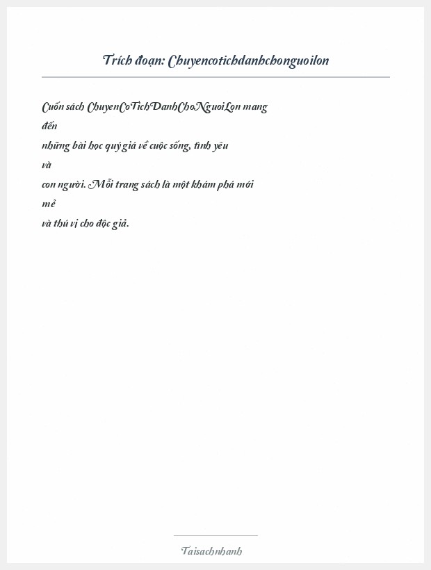 Trích đoạn Chuyencotichdanhchonguoilon