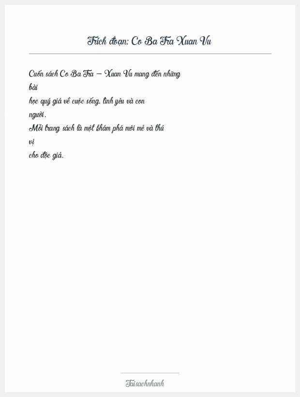 Trích đoạn Co Ba Tra Xuan Vu