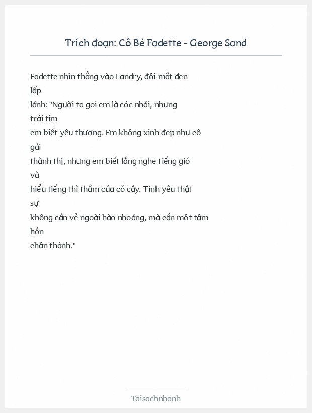 Trích đoạn Cô Bé Fadette - George Sand
