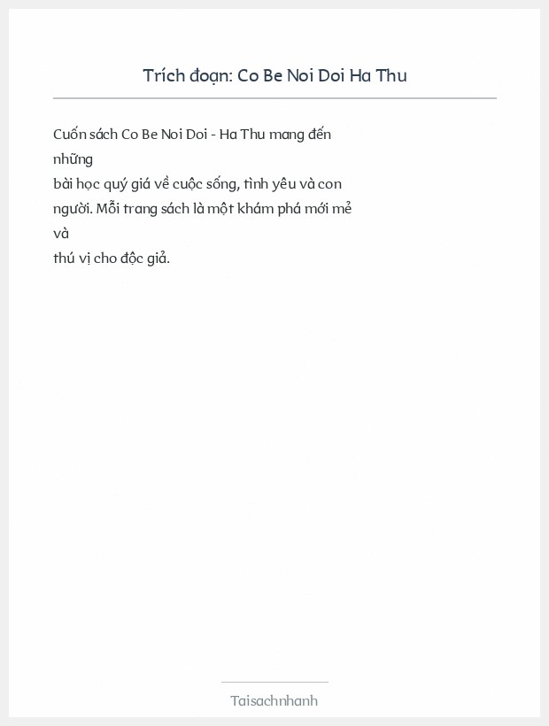 Trích đoạn Co Be Noi Doi Ha Thu