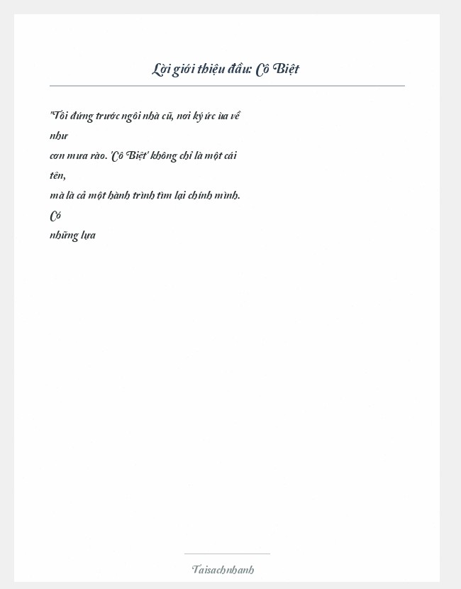 Trích đoạn Cô Biệt