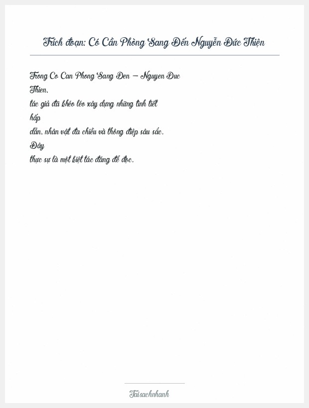 Trích đoạn Có Cần Phòng Sang Đến Nguyễn Đức Thiện