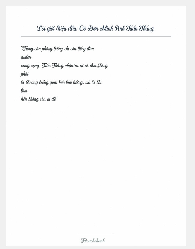 Trích đoạn Cô Đơn Mình Anh Tuấn Thắng