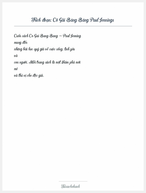 Trích đoạn Cô Gái Băng Băng Paul Jennings