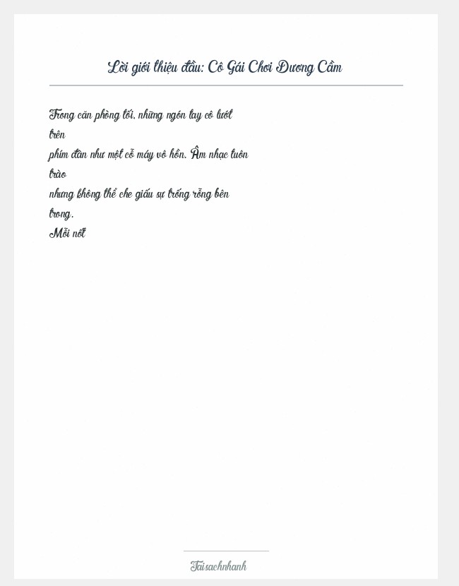 Trích đoạn Cô Gái Chơi Dương Cầm