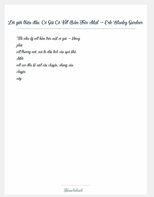 Trích đoạn Cô Gái Có Vết Bầm Trên Mặt - Erle Stanley Gardner