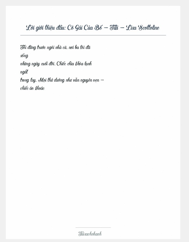 Trích đoạn Cô Gái Của Bố - Tiki - Lisa Scottoline