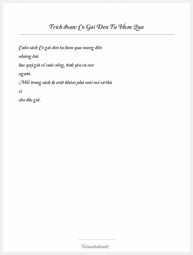 Trích đoạn Co Gai Den Tu Hom Qua