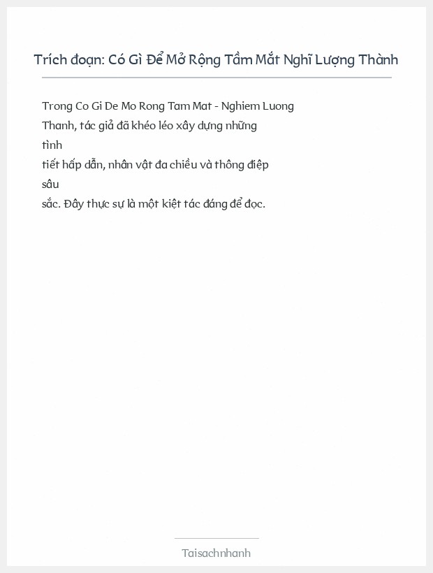 Trích đoạn Có Gì Để Mở Rộng Tầm Mắt Nghĩ Lượng Thành