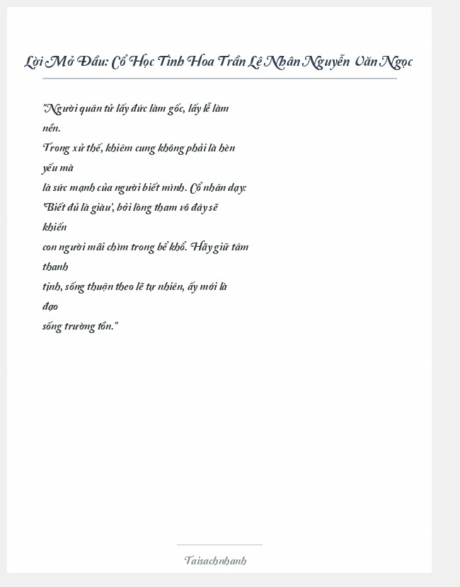 Trích đoạn Cổ Học Tinh Hoa Trần Lê Nhân Nguyễn Văn Ngọc