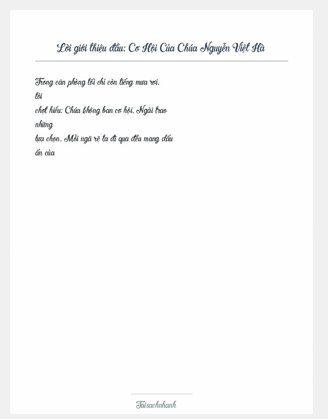 Trích đoạn Cơ Hội Của Chúa Nguyễn Việt Hà