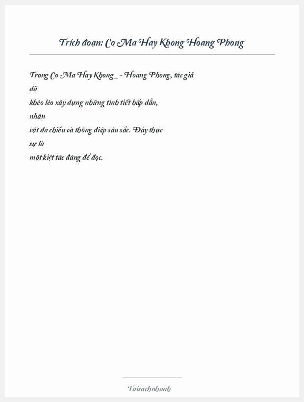 Trích đoạn Co Ma Hay Khong Hoang Phong