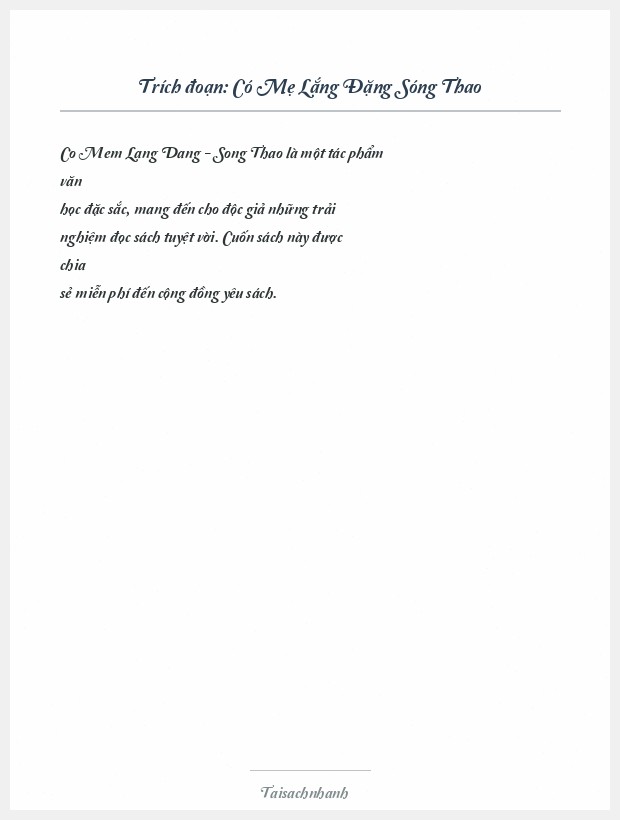 Trích đoạn Có Mẹ Lắng Đặng Sóng Thao