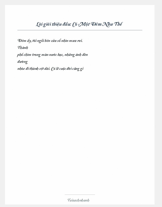 Trích đoạn Có Một Đêm Như Thế