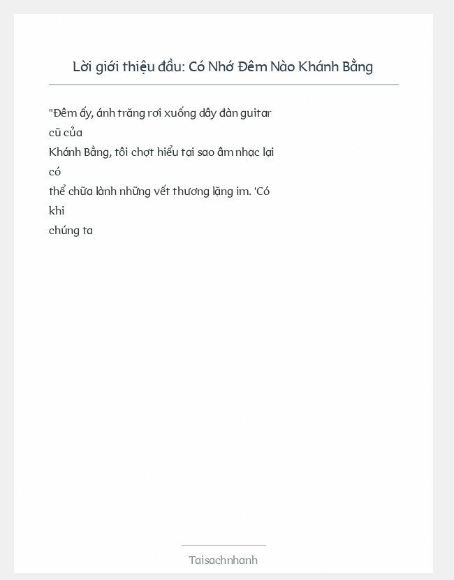 Trích đoạn Có Nhớ Đêm Nào Khánh Bằng