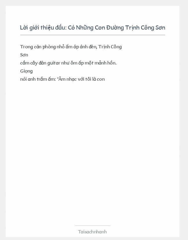 Trích đoạn Có Những Con Đường Trịnh Công Sơn